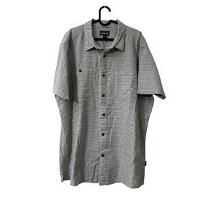 Patagonia Organic Hemp Cotton Green Plaid Short Sleeve Button Shirt Mens 2XLarge